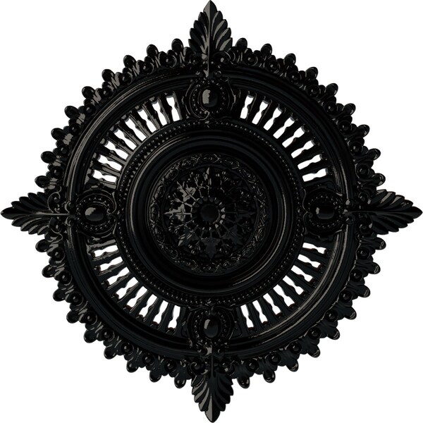 Ekena Millwork Haylynn Ceiling Medallion (Fits Canopies up to 1 1/4"), 29 1/8"OD x 1 1/4"ID x 4"P, Black Pearl CM29HYBPS - main